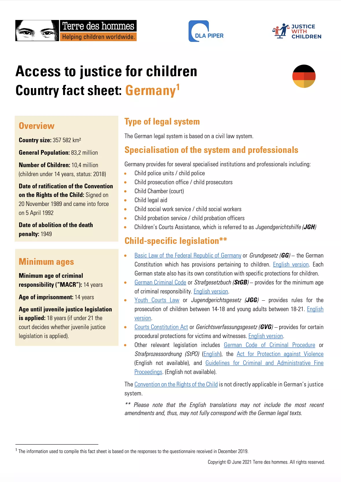 Access to Justice for Children Country Factsheet: Germany